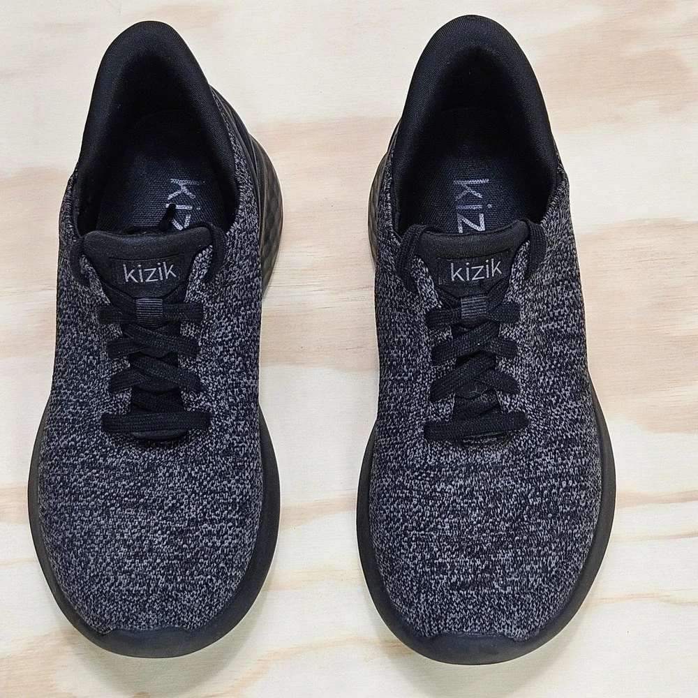 Kizik Athens HandsFree Black White Knit Sneakers Mens 6 Womens 7.5 G3FC DATHHE02